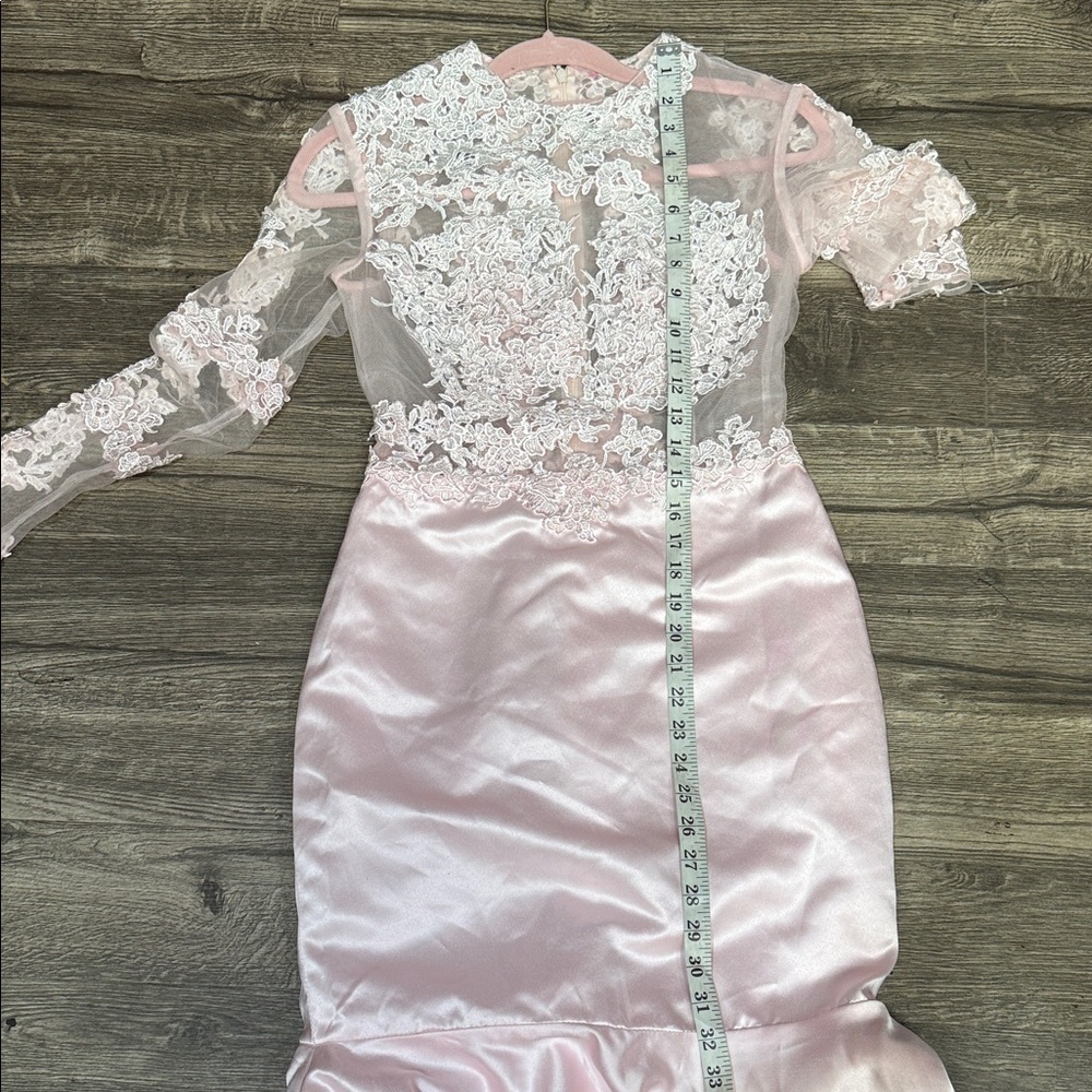 Chic Long Sleeve Pink Gown - Picture 8 of 9